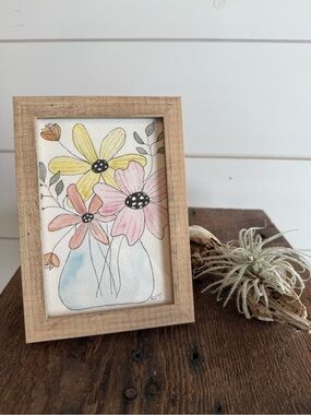 Hand crafted Watercolor original in 4x6 wood frame